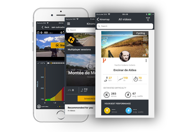 Application Kinomap sur smartphones